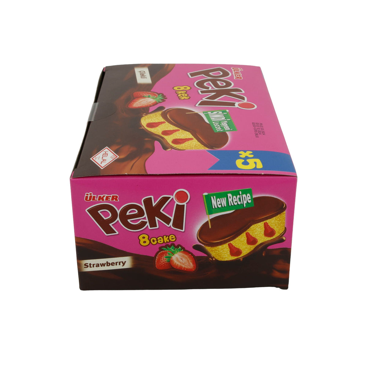 Kuchen Ülker | Peki 8 Cake | mit Erdbeerfüllung und Schokoladenglasur | 5er Pack 210g UELKER