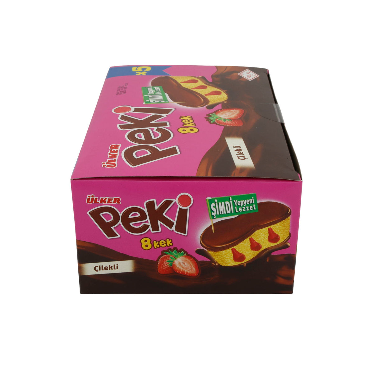 Kuchen Ülker | Peki 8 Cake | mit Erdbeerfüllung und Schokoladenglasur | 5er Pack 210g UELKER
