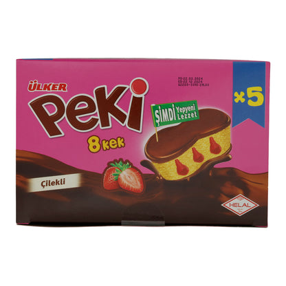Kuchen Ülker | Peki 8 Cake | mit Erdbeerfüllung und Schokoladenglasur | 5er Pack 210g