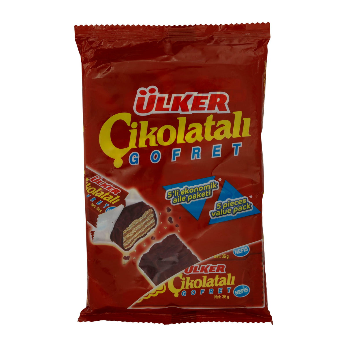 Çikolatalı Gofret Ülker | Waffeln mit Schokolade | 5er Pack | 180g UELKER
