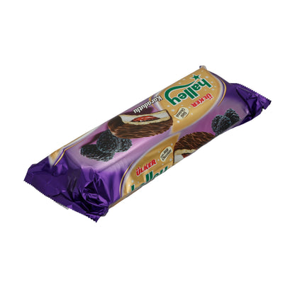 Biscotti doppi Ülker | Halley al gelso nero | Con ripieno di mora e cioccolato al latte | 235 g