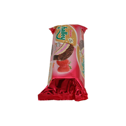 Marshmallow-Waffel Ülker Halley | Çilek Aromalı | Çilek aroması ile, sütlü çikolataya sarılmış | 240g