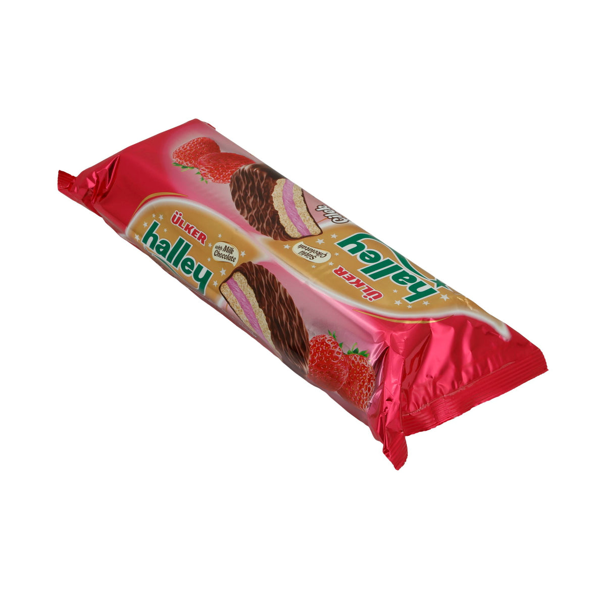 Marshmallow-Waffel Ülker Halley | Strawberry Flavour | Mit Erdbeeraroma, umhüllt mit Milchschokolade | 240g
