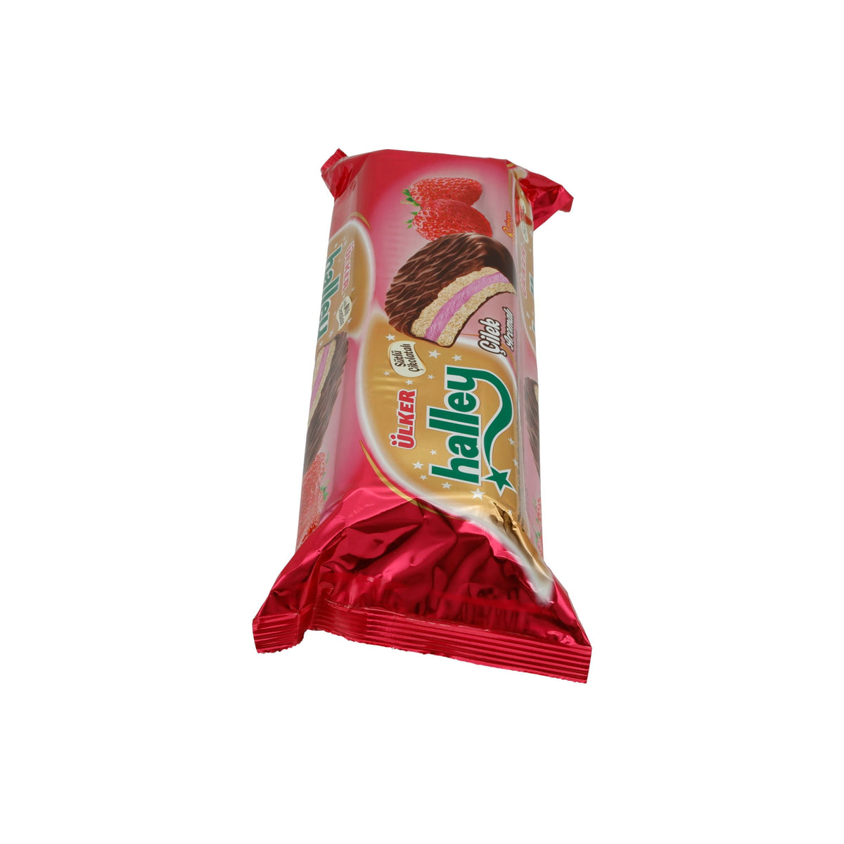 Marshmallow-Waffel Ülker Halley | Strawberry Flavour | Mit Erdbeeraroma, umhüllt mit Milchschokolade | 240g