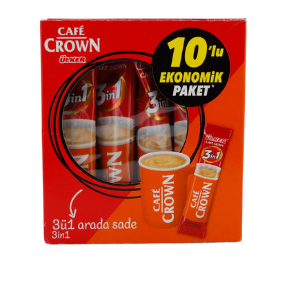 Instantkaffee Ülker | Café Crown 3 in 1 | Mit Milchpulver & Zucker, 10er Pack | 180 g