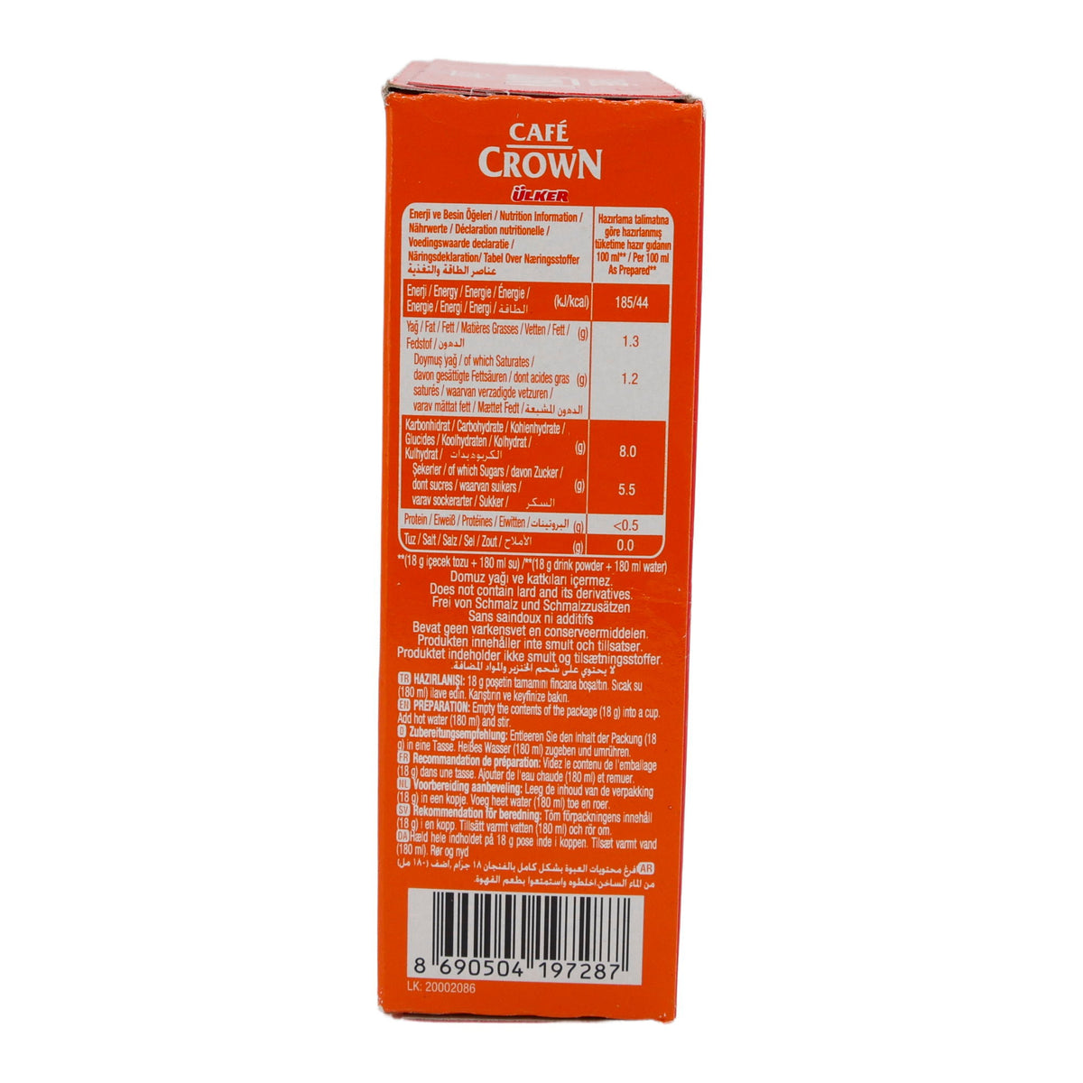 Instantkaffee Ülker | Café Crown 3 in 1 | Mit Milchpulver & Zucker, 10er Pack | 180 g