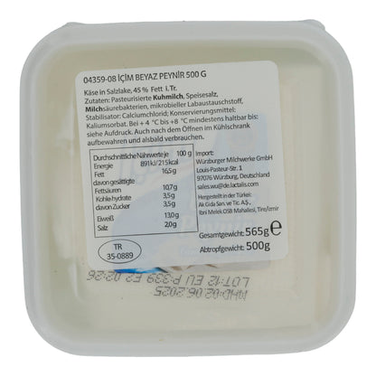 Weißkäse İçim Beyaz Peynir | Weißkäse in Salzlake | Für vielseitige Verwendung | 500 g
