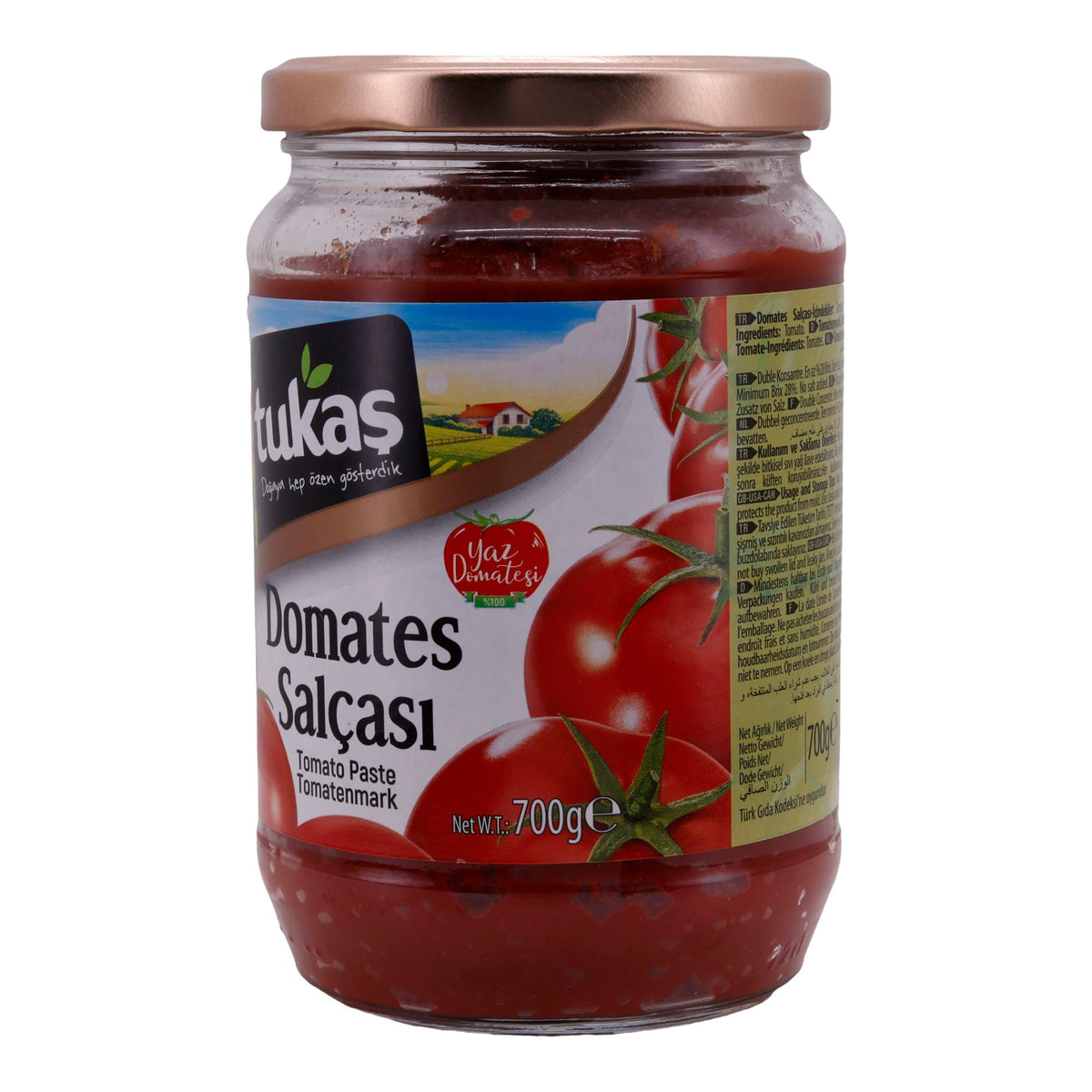 Tomatenmark Tukaş | Doppelkonzentrierte Tomatenpaste | Ideal für mediterrane Gerichte | 700 g Glas