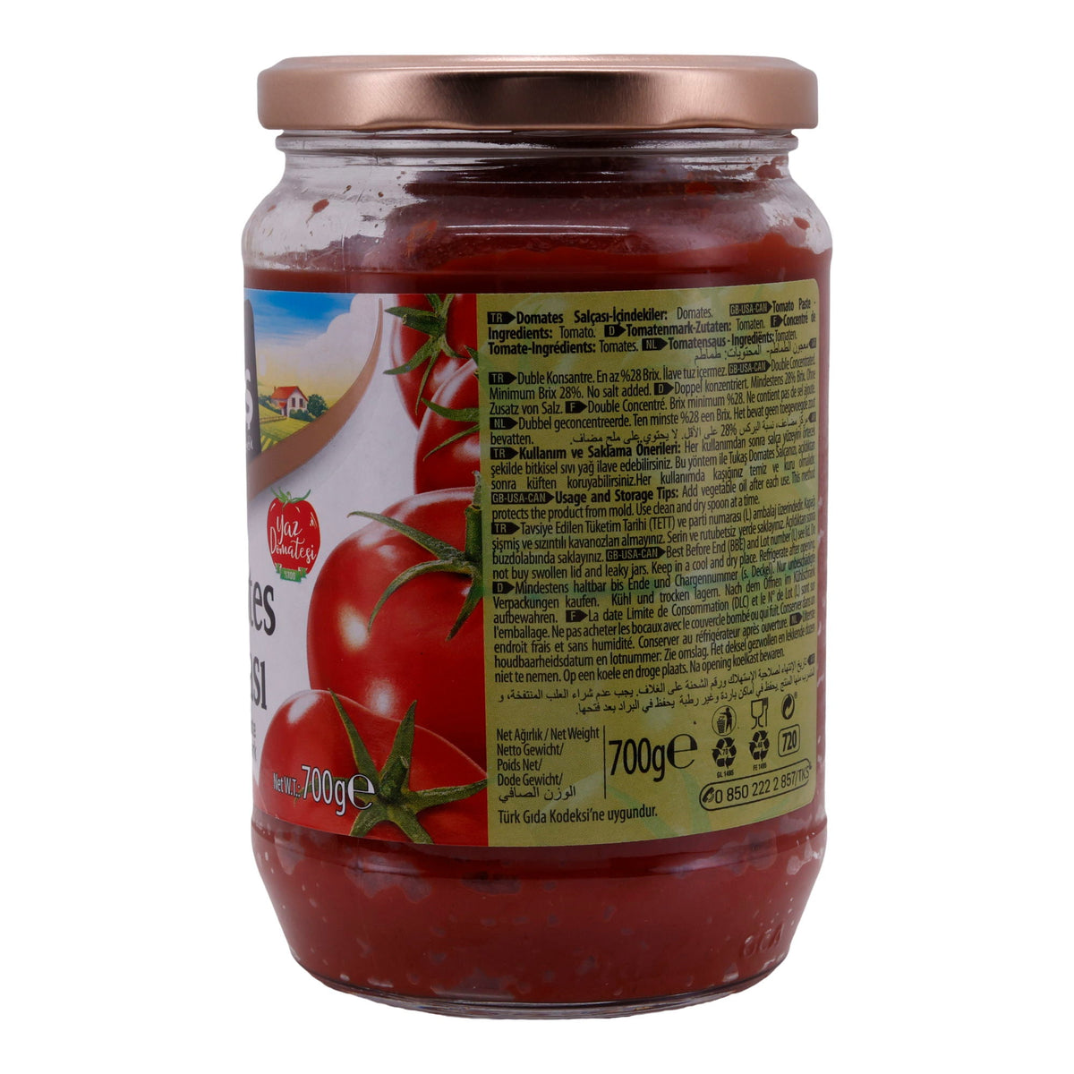 Tomatenmark Tukaş | Doppelkonzentrierte Tomatenpaste | Ideal für mediterrane Gerichte | 700 g Glas TUKAS
