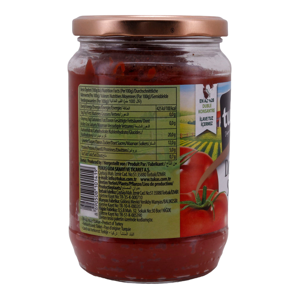 Tomatenmark Tukaş | Doppelkonzentrierte Tomatenpaste | Ideal für mediterrane Gerichte | 700 g Glas TUKAS