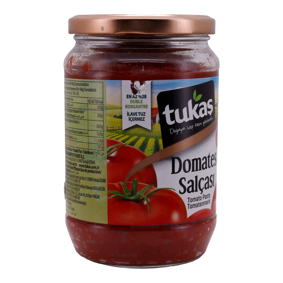 Tomatenmark Tukaş | Doppelkonzentrierte Tomatenpaste | Ideal für mediterrane Gerichte | 700 g Glas TUKAS