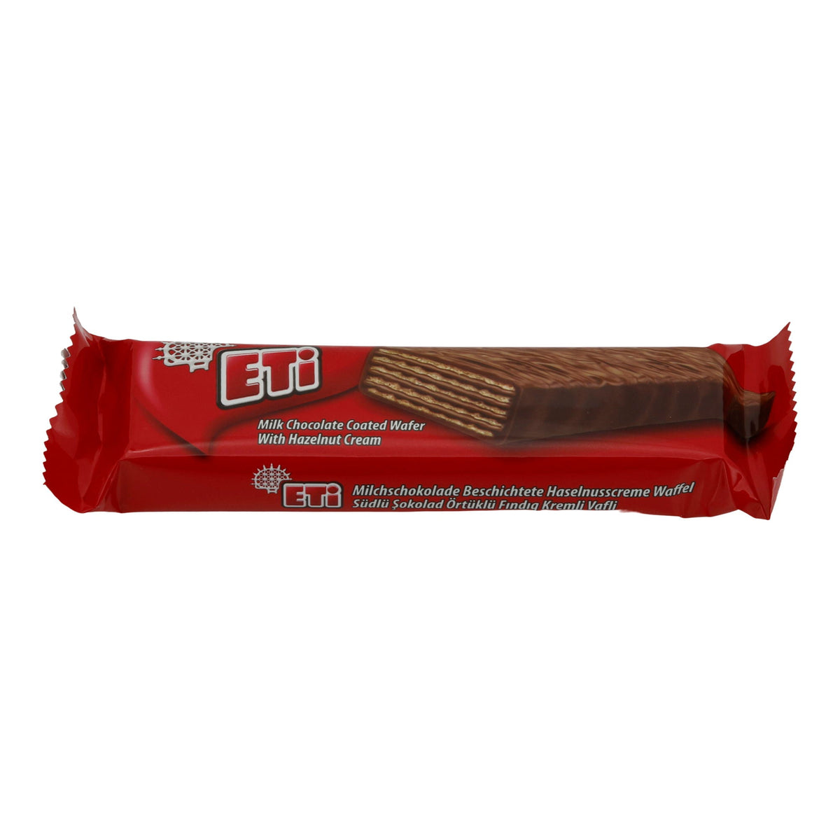 Haselnusscreme-Waffel Eti | Milchschokolade-beschichtet | Knusprige Waffel mit zarter Haselnusscreme | 34 g