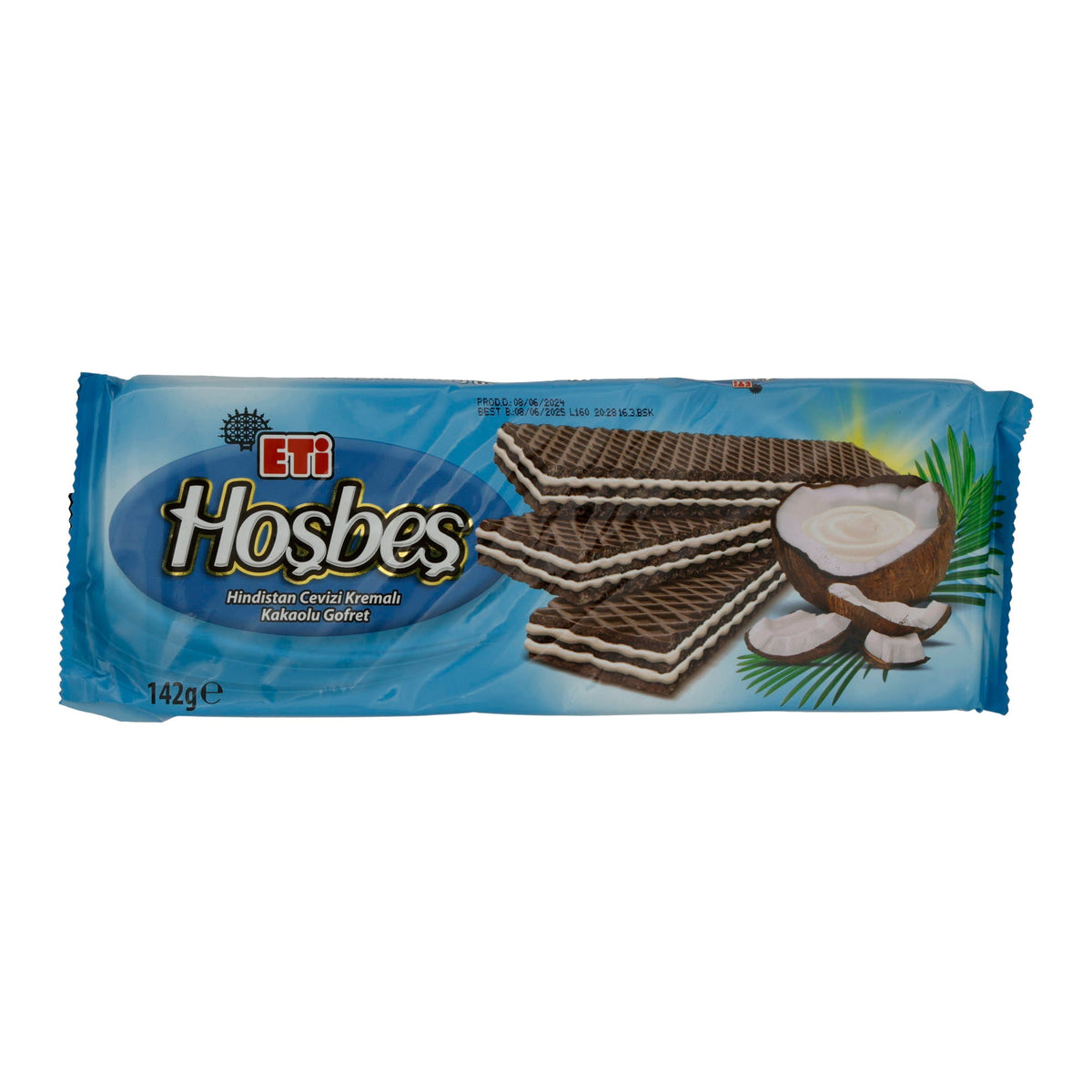 Waffeln Eti | Hoşbeş Kakaolu Gofret | Knusprig, mit Kokoscreme | 142 g ETI