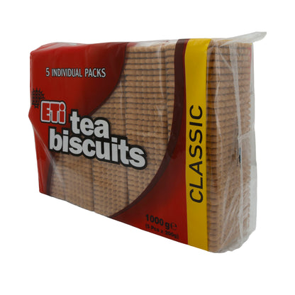 Kekse ETi Tea Biscuits Classic | Gebäck | Weizenmehlkekse im 5er Pack | 1000 g