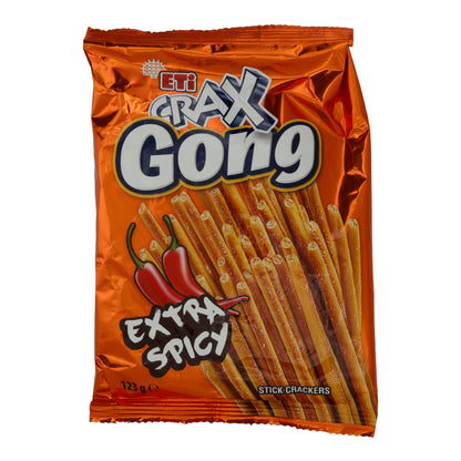 Bâtonnets croustillants Eti Crax Gong | Crackers extra épicés | épicé | 123 g