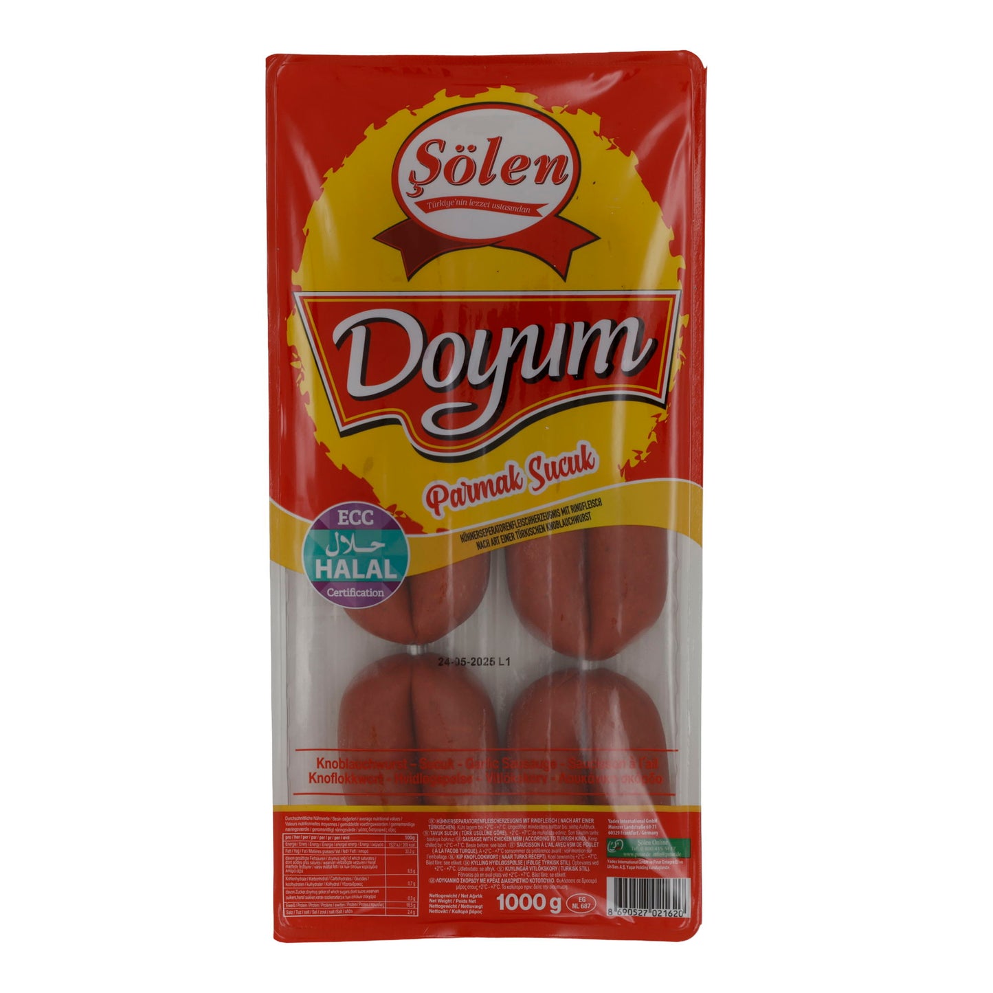 Garlic Sausage Sölen Doyum Parmak Sucuk | Strong Aroma | Turkish Garlic Sausage | 1000 g