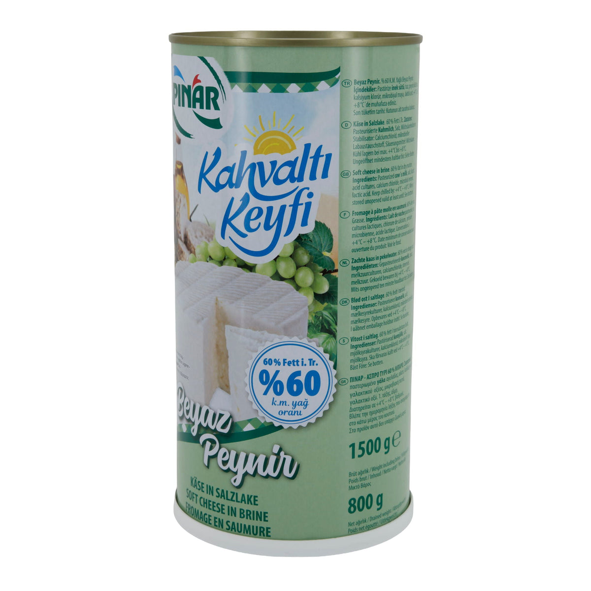 Weichkäse Pınar Kahvaltı Keyfi | Weichkäse in Salzlake | Mit 60 % Fett i. Tr. | 1500 g PINAR