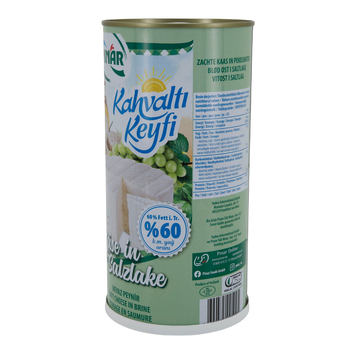 Weichkäse Pınar Kahvaltı Keyfi | Weichkäse in Salzlake | Mit 60 % Fett i. Tr. | 1500 g PINAR