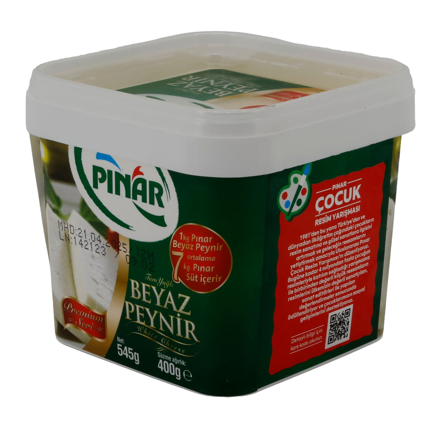 Weißkäse Pınar Beyaz Peynir | Weißkäse in Salzlake | Vollfett | 545 g