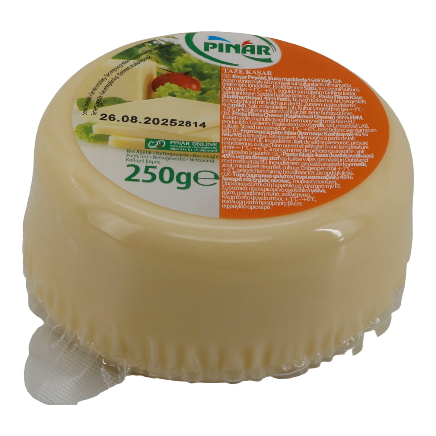 Kaschkaval Cheese Pınar Fresh Kaşar | Cheese | Mild Turkish Kaschkaval Cheese | 250 g