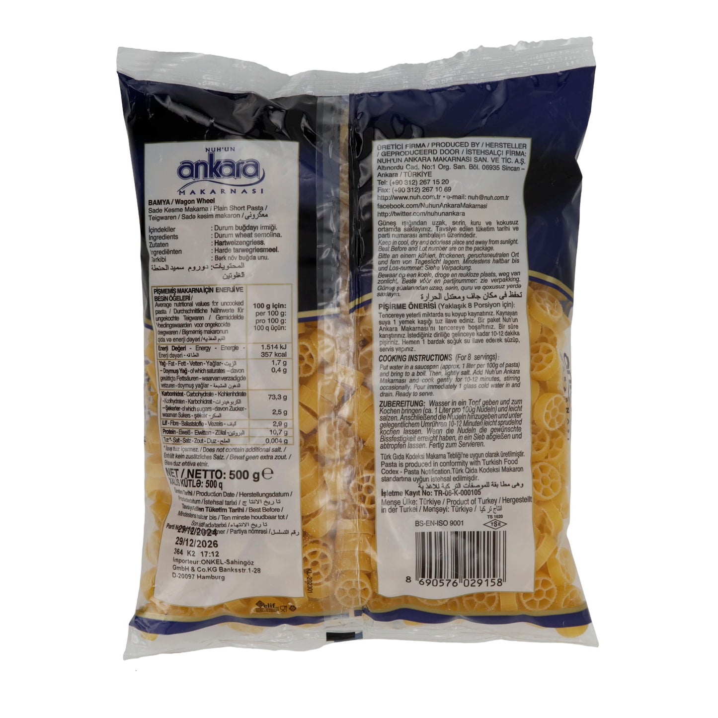 Teigwaren Ankara Makarna | Bamya | Türk tezgah ürünleri tekerlek şeklinde | 500 g paket