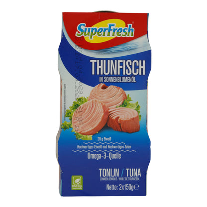 Thunfisch SuperFresh | In Sonnenblumenöl | Omega-3-reich | 2 x 150 g