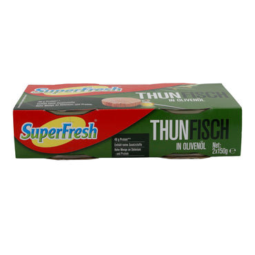 Fisch SuperFresh | Thunfisch in Olivenöl | Proteinreich & Omega-3-Quelle | 2 x 150 g SUPERFRESH