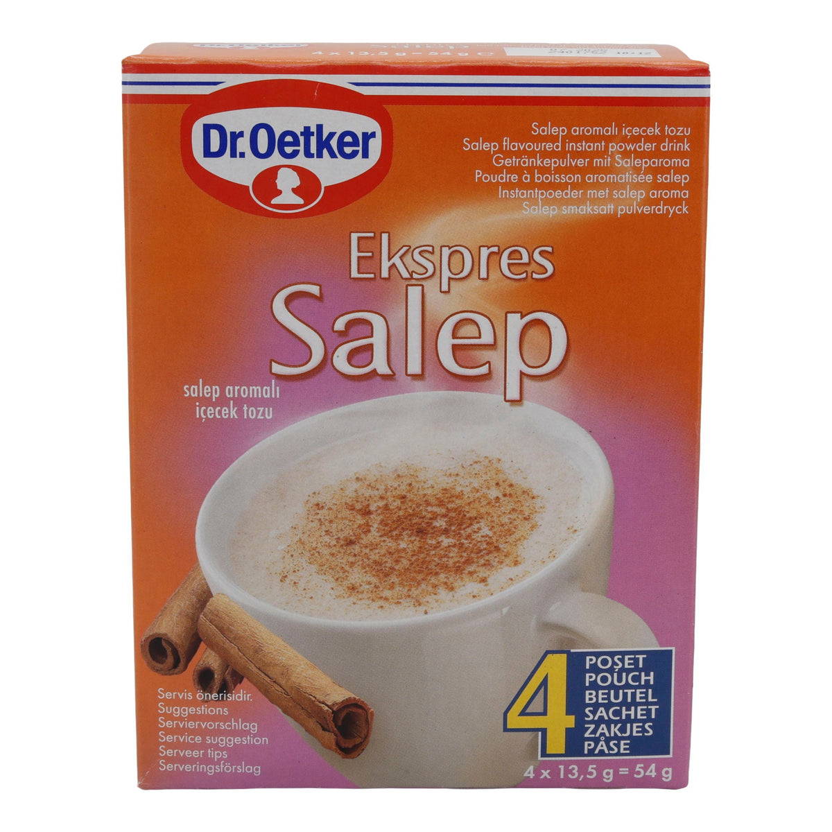 Getränkepulver Dr. Oetker | Ekspres Salep | Aromatisierte Getränkepulver-Mischung mit Zimt | 4 x 13,5 g