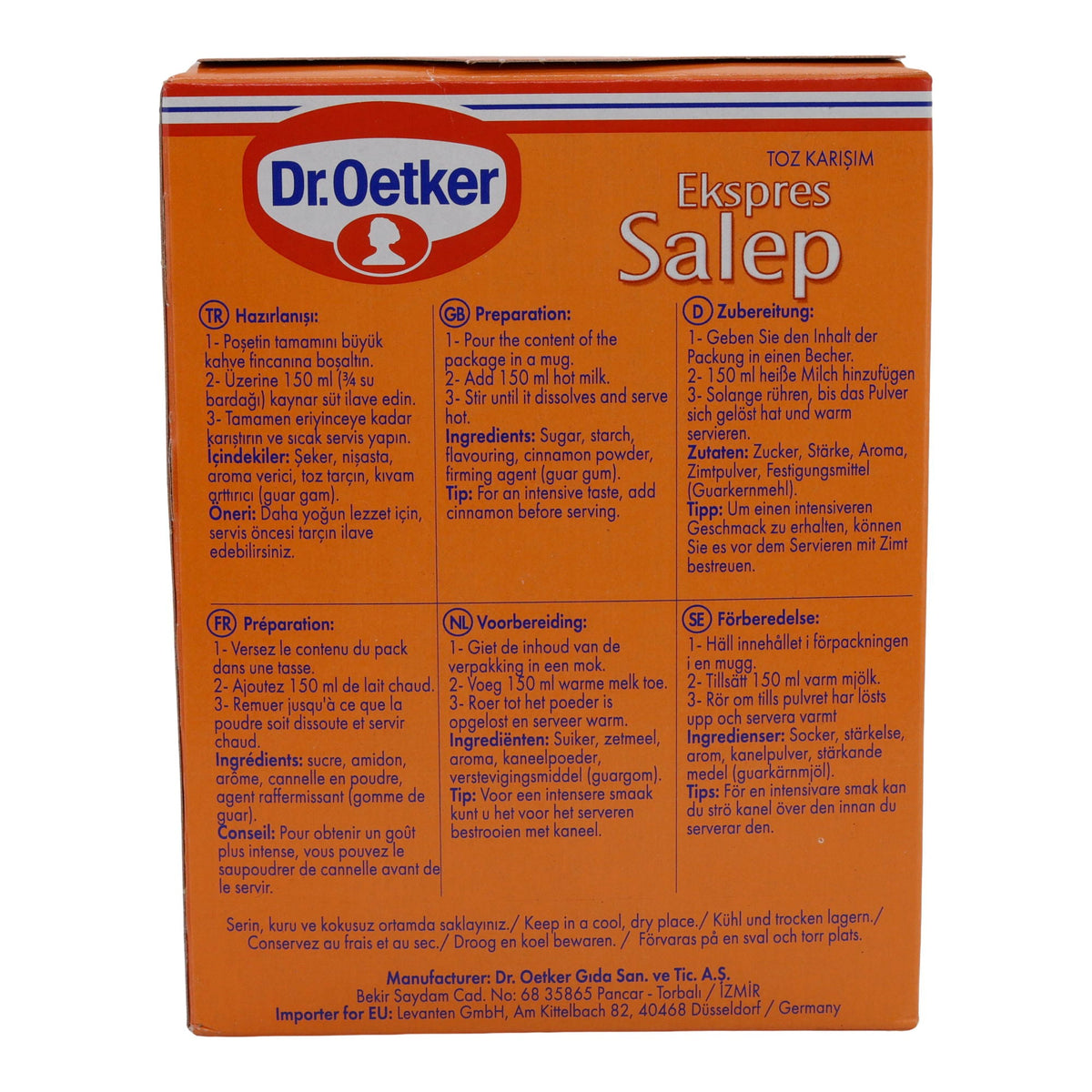 Getränkepulver Dr. Oetker | Ekspres Salep | Aromatisierte Getränkepulver-Mischung mit Zimt | 4 x 13,5 g