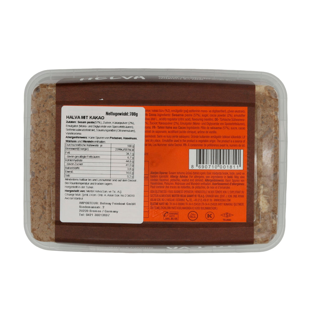 Sesampaste Koska Tahin Helva mit Kakao | Süßspeise | Traditionelle türkische Süßware | 700 g KOSKA