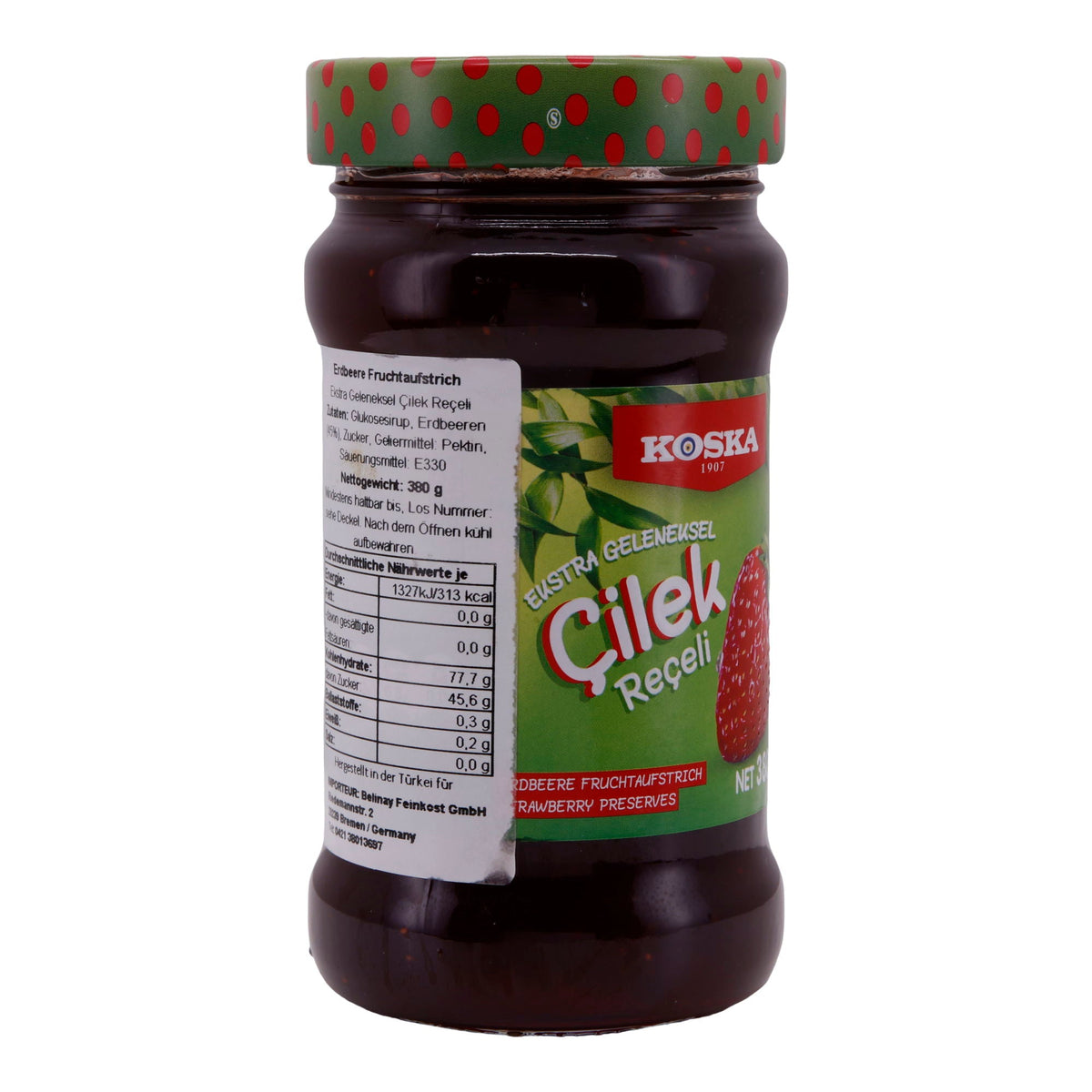 Erdbeerkonfitüre Koska | Çilek Reçeli | Traditionell, 45 % Früchteanteil | 380 g KOSKA