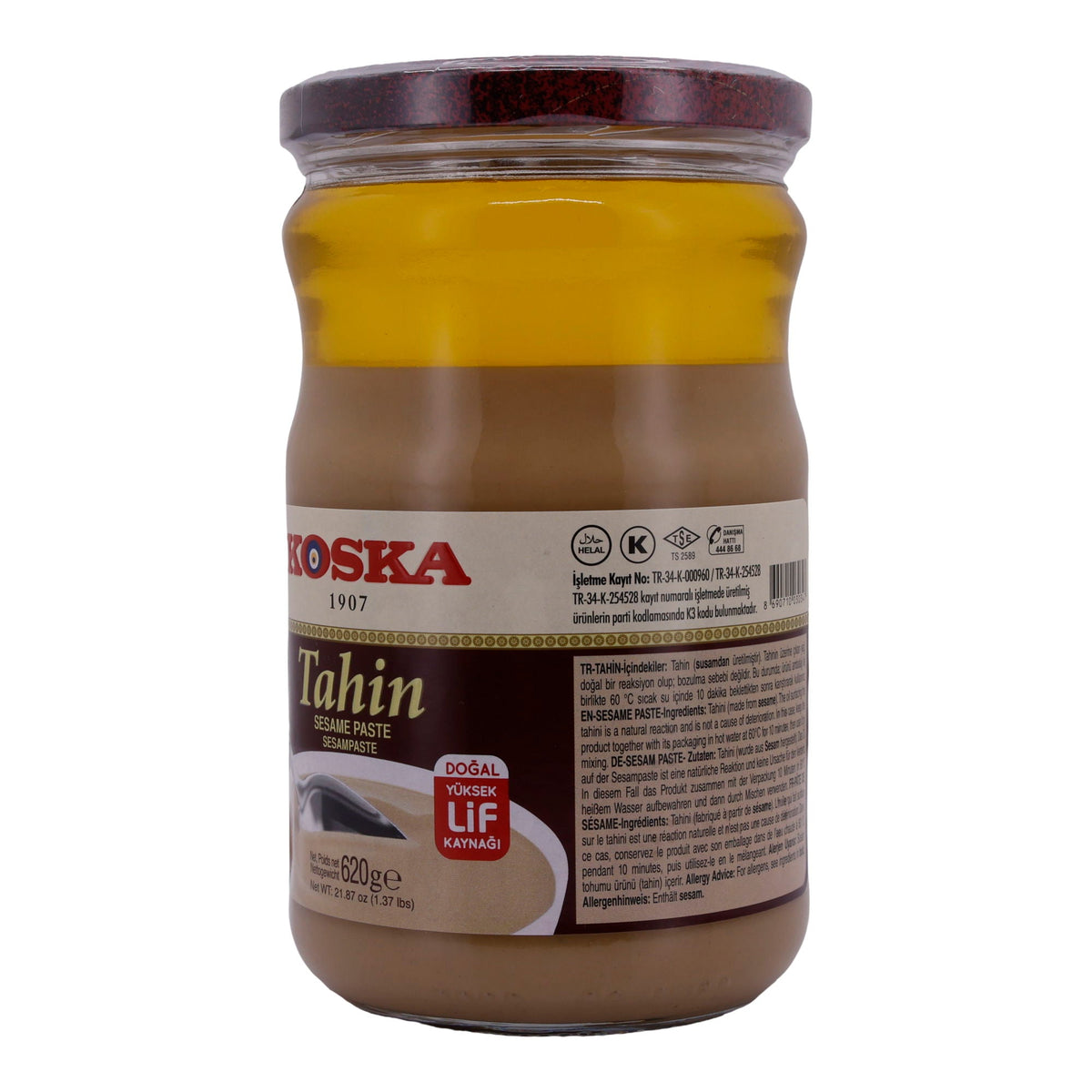 Sesampaste Koska | Tahin | Natürlich, hoher Ballaststoffgehalt | 620 g