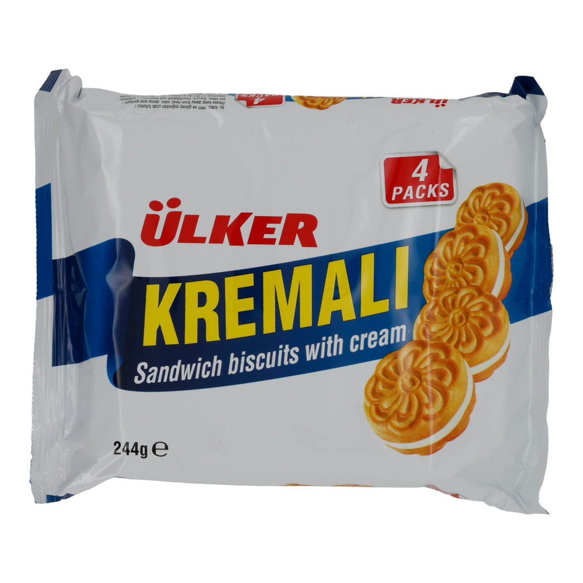 Doppelkekse Ülker | Kremalı | mit Cremefüllung | 4er-Pack à 61 g (244 g Gesamt)