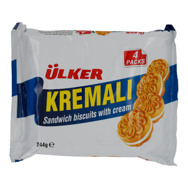 Doppelkekse Ülker | Kremalı | mit Cremefüllung | 4er-Pack à 61 g (244 g Gesamt) UELKER