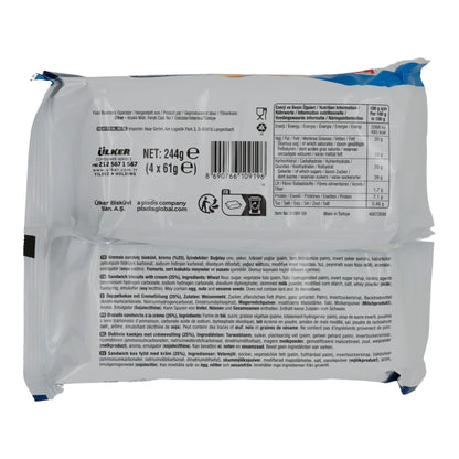 Doppelkekse Ülker | Kremalı | mit Cremefüllung | 4er-Pack à 61 g (244 g Gesamt)