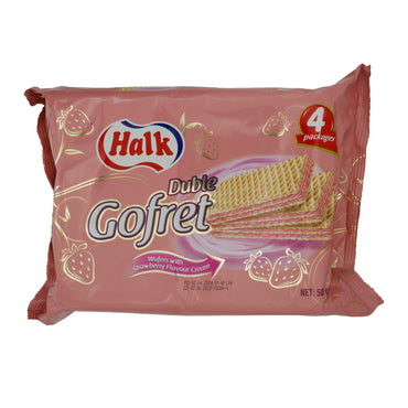 Waffeln Halk Duble Gofret | Gebäck | mit Erdbeercremefüllung | 500 g HALK