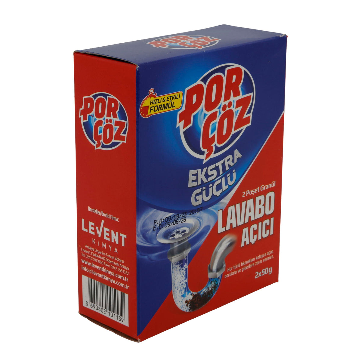 Rohrreiniger PorÇöz | Extra stark | Granulat gegen Verstopfungen | 2×50 g