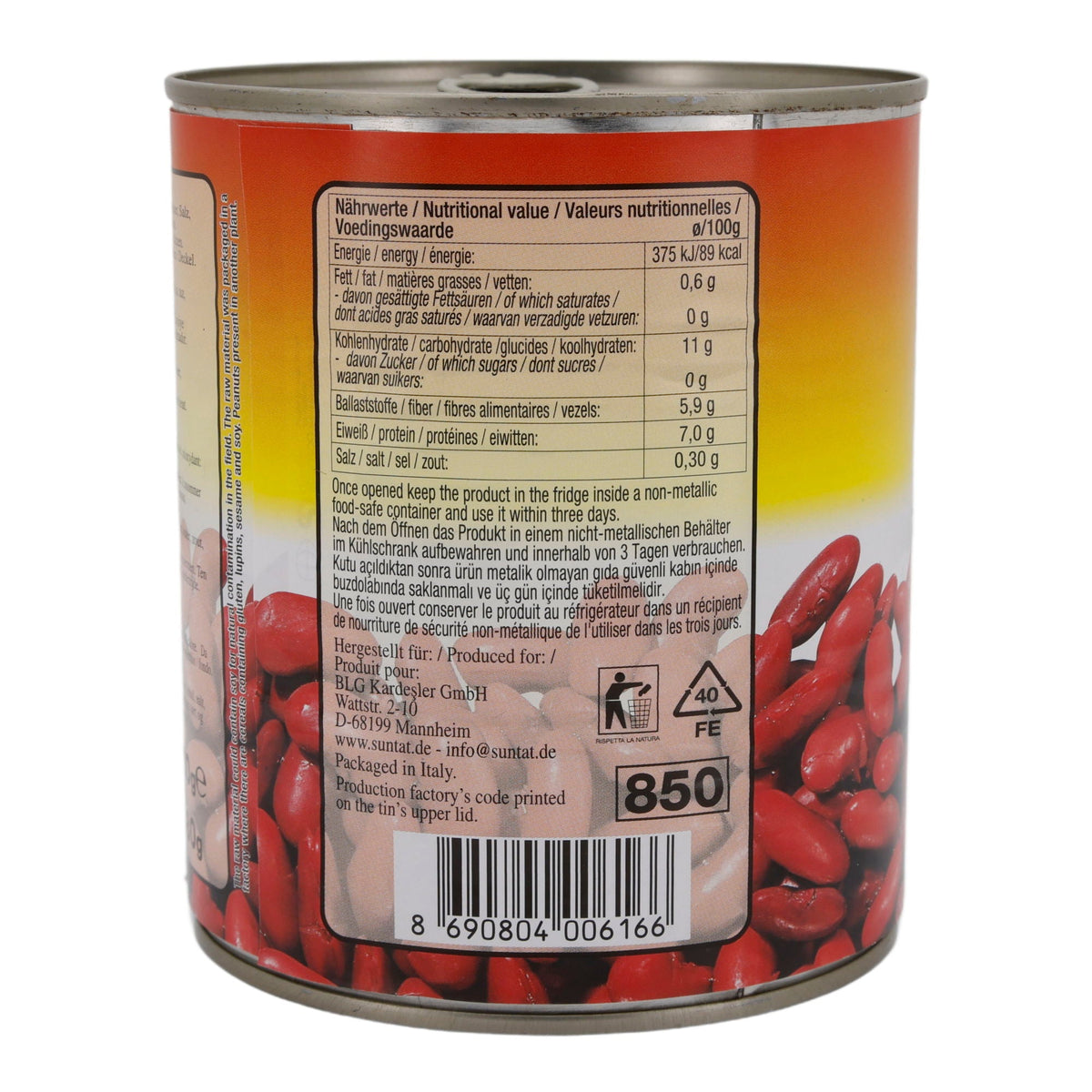 Kidneybohnen Suntat | Rote Kidney Bohnen | Vorgekochte Bohnen für Chili, Salate & Eintöpfe | 800 g SUNTAT