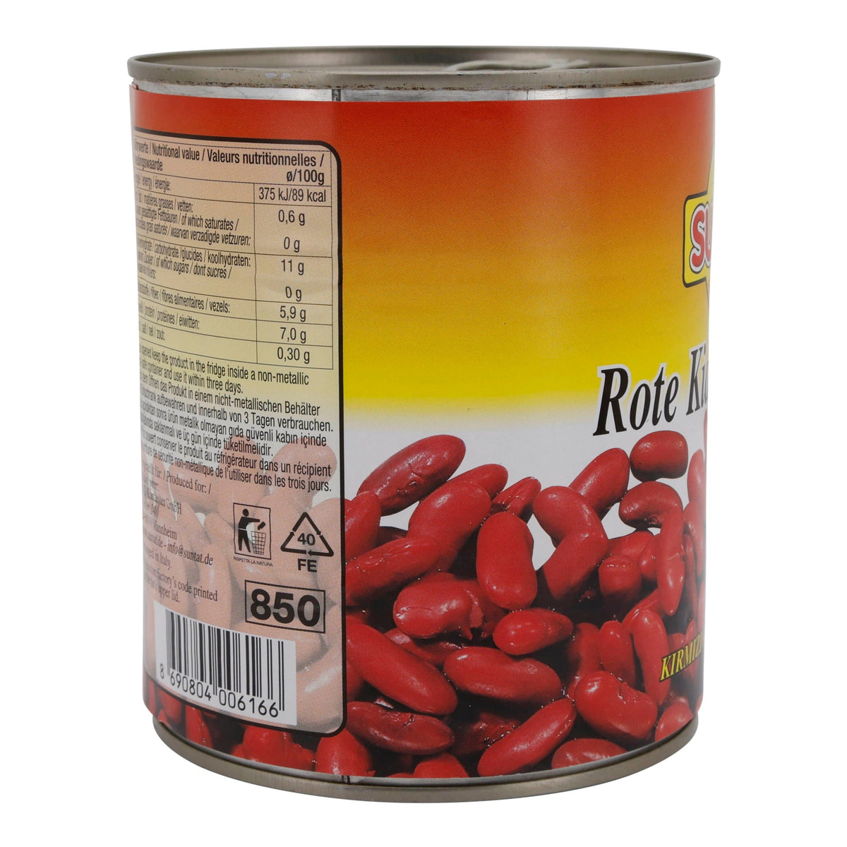 Kidneybohnen Suntat | Rote Kidney Bohnen | Vorgekochte Bohnen für Chili, Salate & Eintöpfe | 800 g SUNTAT