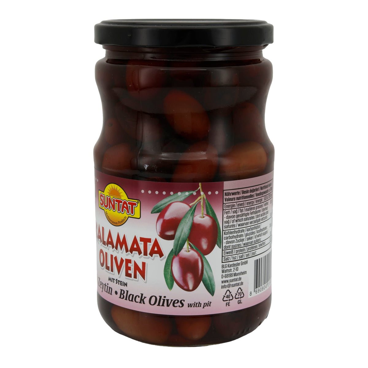 Kalamata Oliven Suntat | Mit Stein | Griechische Kalamata-Oliven | 700 g SUNTAT