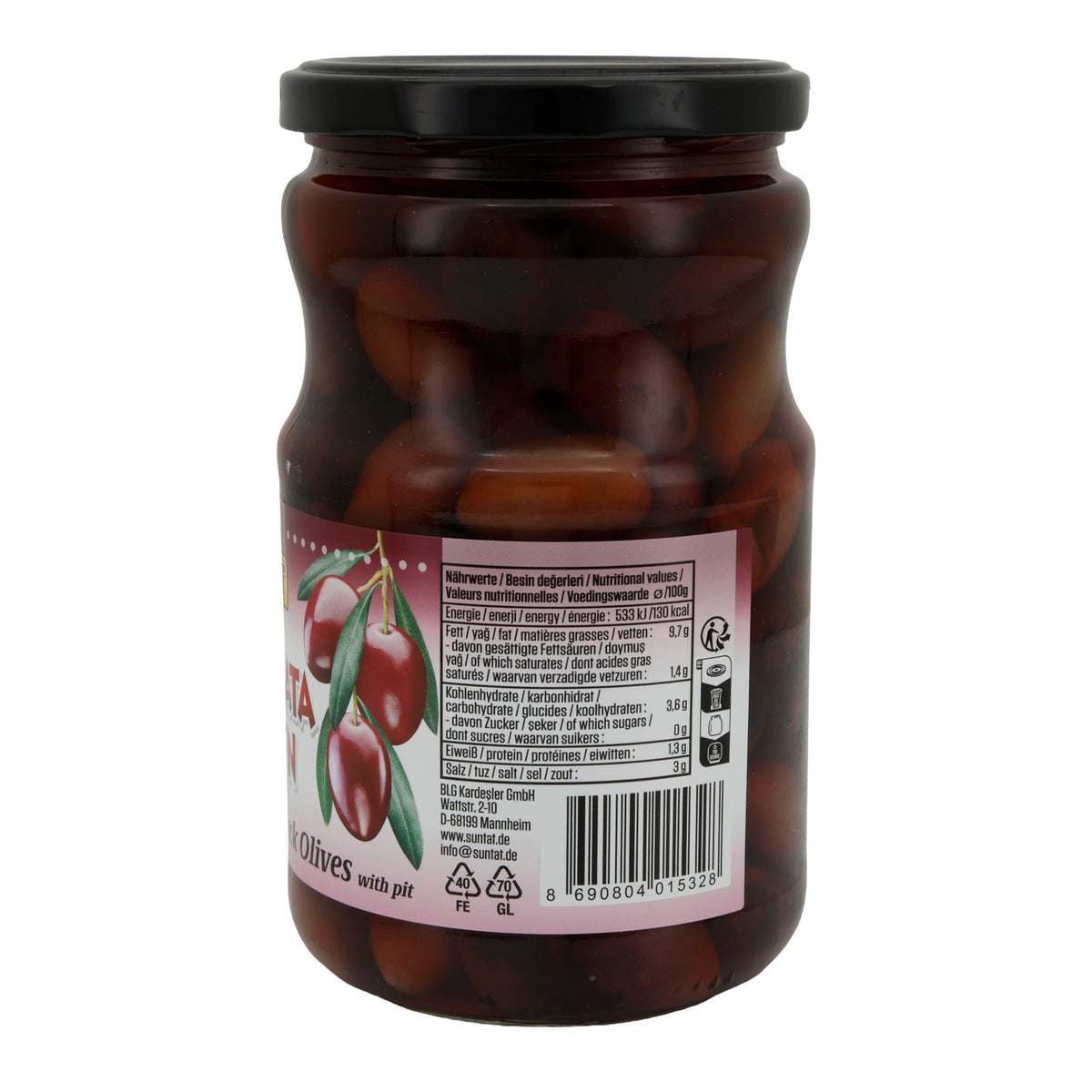 Kalamata Oliven Suntat | Mit Stein | Griechische Kalamata-Oliven | 700 g SUNTAT