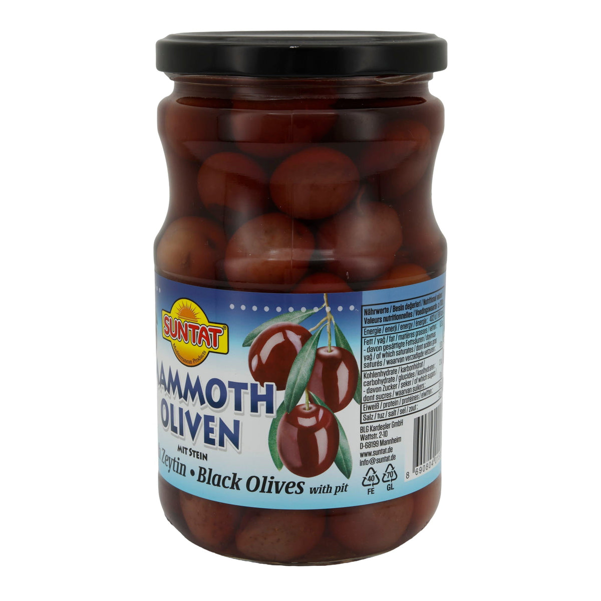 Schwarze Oliven Suntat | Mammoth | Große schwarze Oliven | 700 g SUNTAT