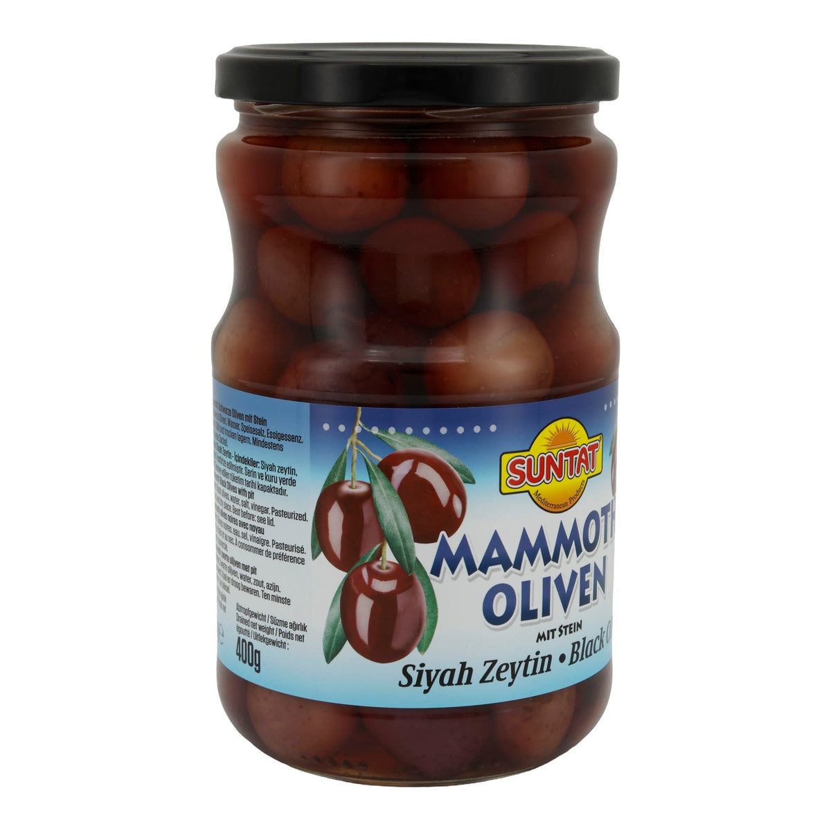 Schwarze Oliven Suntat | Mammoth | Große schwarze Oliven | 700 g SUNTAT