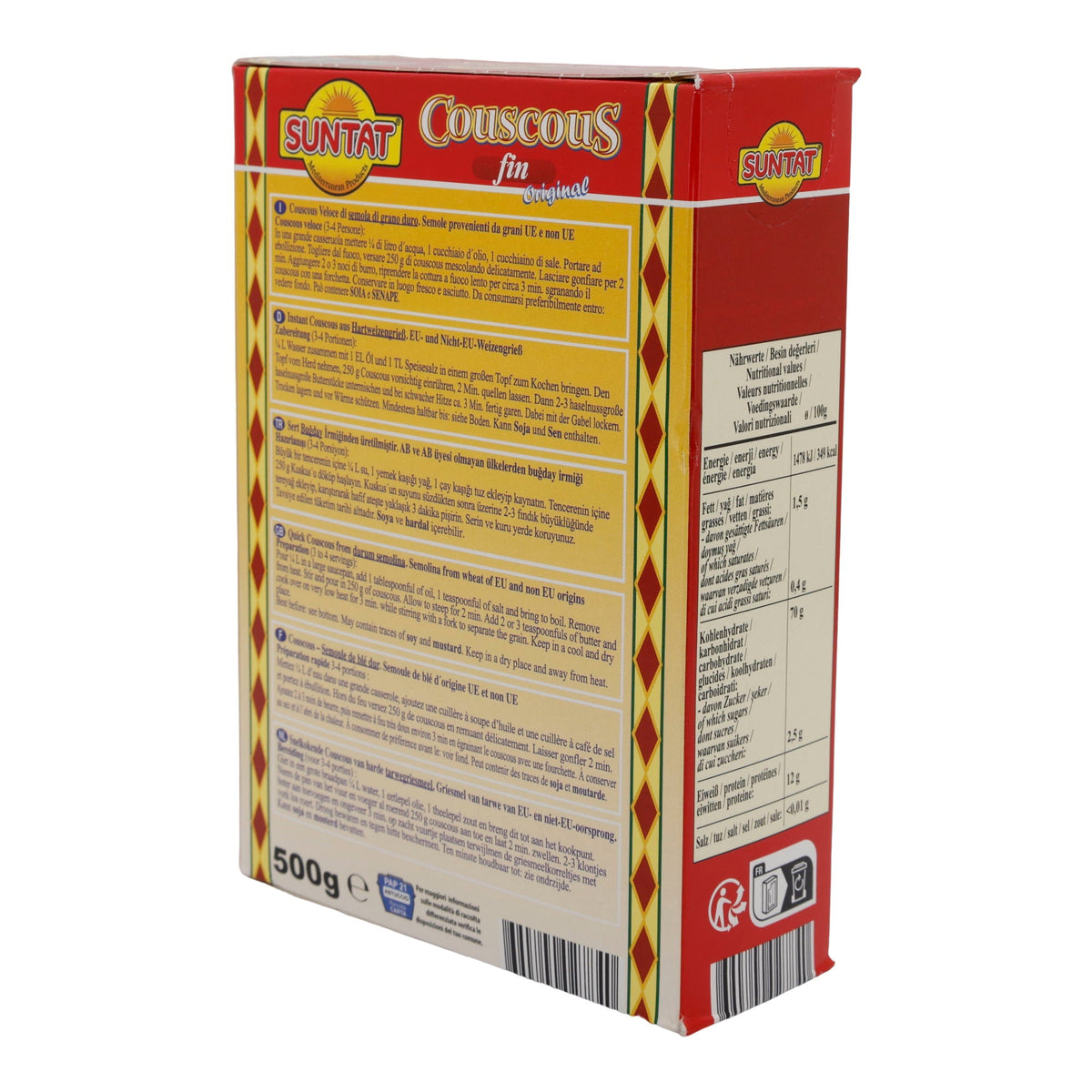 Couscous Suntat | Fein | Vielseitiger Hartweizengrieß für mediterrane & orientalische Gerichte | 500 g SUNTAT
