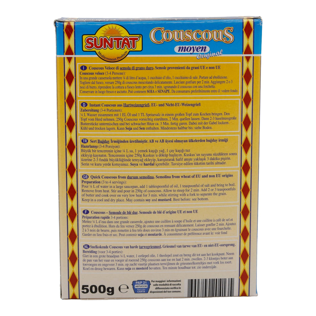 Couscous Suntat | Moyen | Mittelkörniger Hartweizengrieß | 500 g SUNTAT