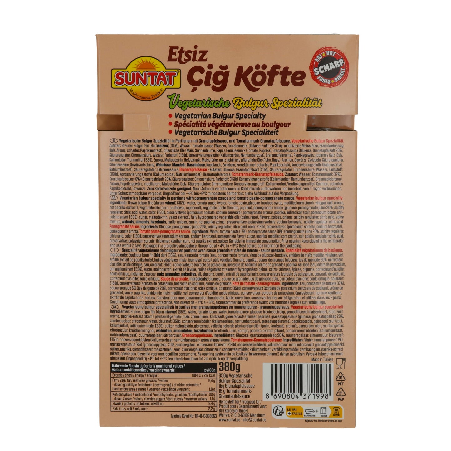 Bulgur-Spezialität Suntat Etsiz Çiğ Köfte | Vegetarisch | Bulgur-Spezialität | 380 g