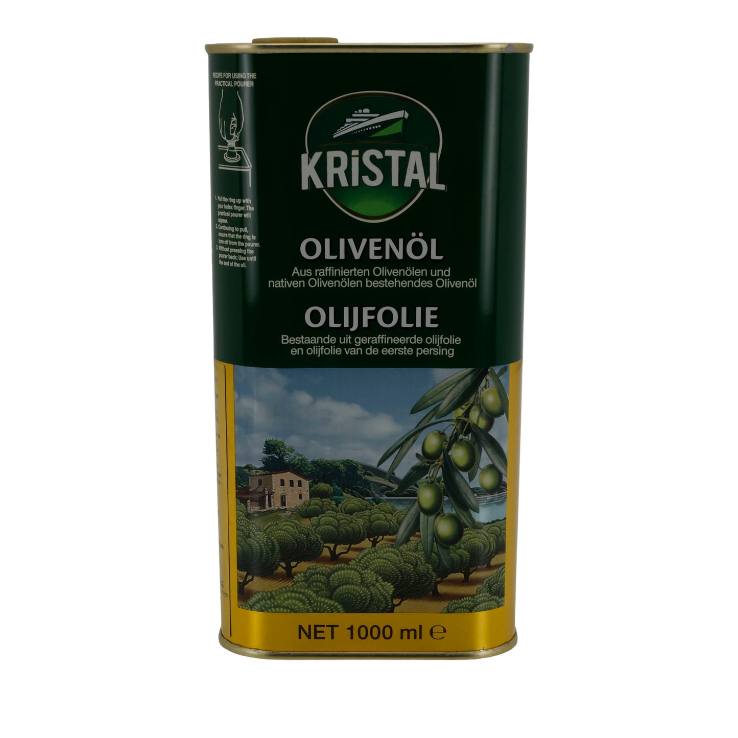 Öl Kristal | Huile d'olive | Mélange raffiné & vierge | 1000 ml