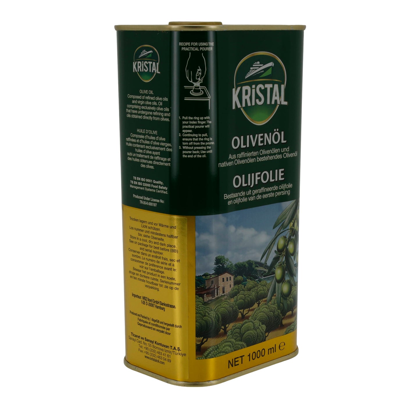 Öl Kristal | Huile d'olive | Mélange raffiné & vierge | 1000 ml