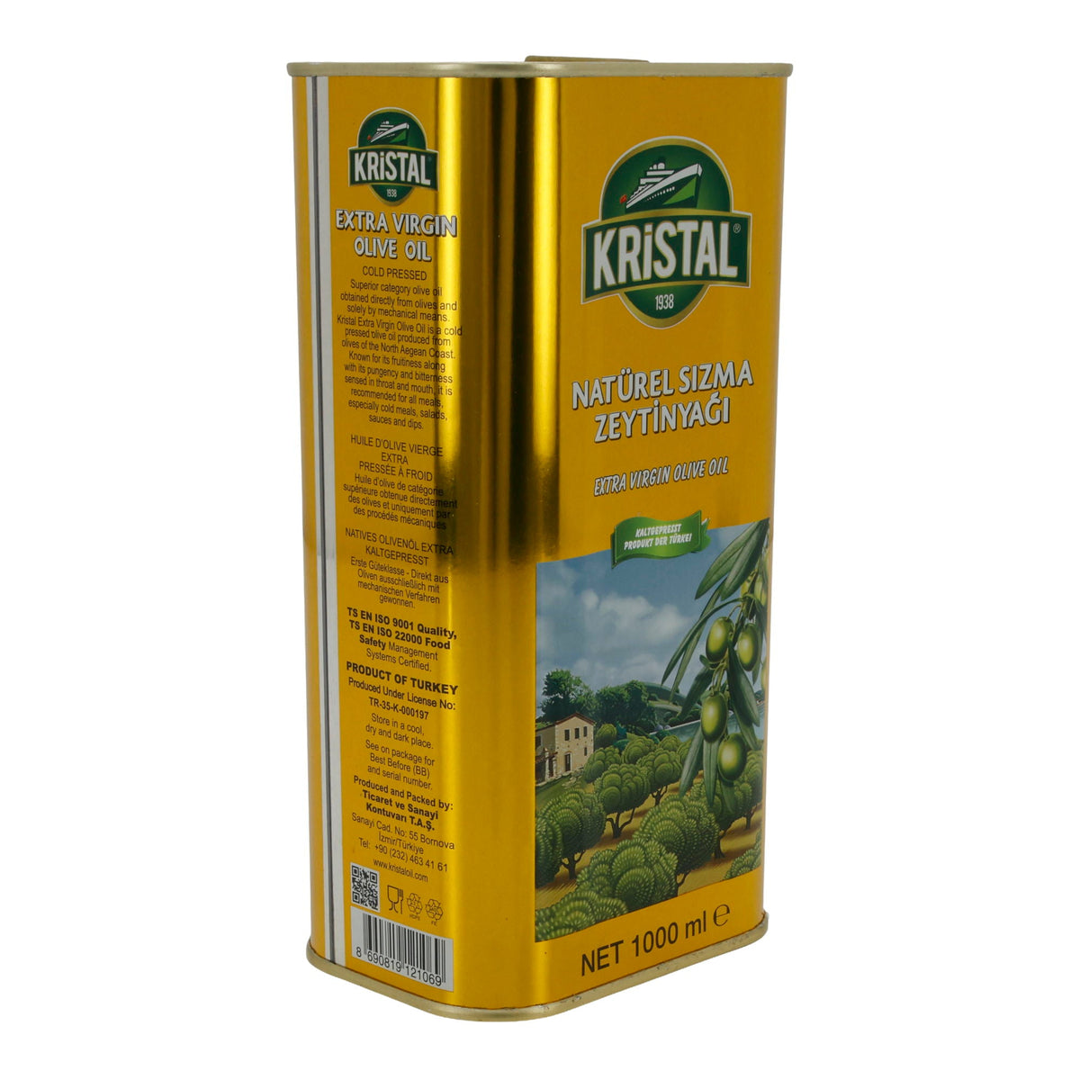 Olivenöl Kristal | Extra Virgin Öl | Kaltgepresst, aus der Türkei | 1000 ml