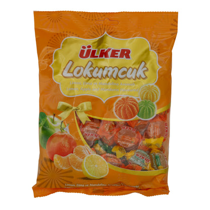 Bonbons Ülker Lokumcuk | Süßigkeit | mit Zitrusfruchtgeschmack (Limonen, Apfel, Mandarine) | 225 g